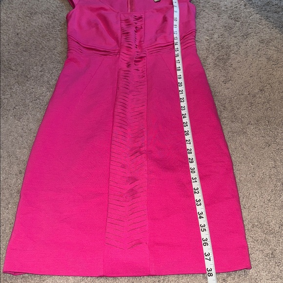 NEW Ann Taylor Size 2 Tall Hot Pink Laser Cut Sheath Midi Dress Business $138 - Picture 7 of 10